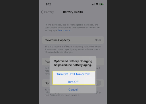 How to turn off Optimized Battery Charging